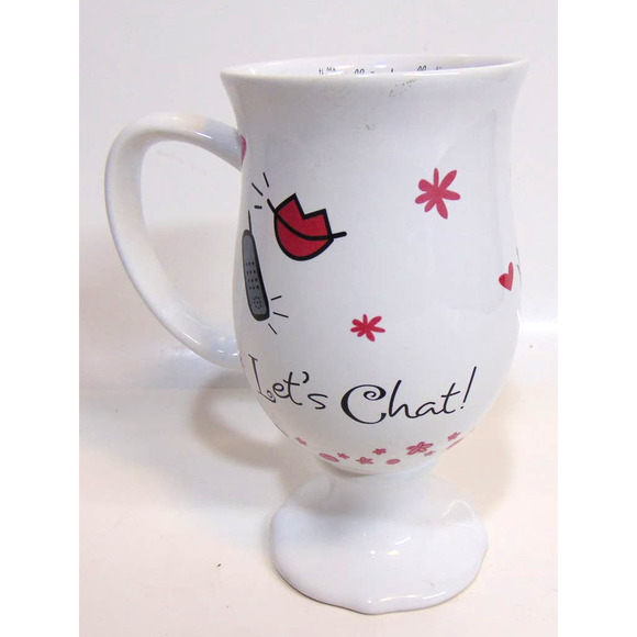 Girlfriends Collection Coffee Tea Wine Mug Glass 6" Footed Pedestal Let's Chat - Picture 3 of 8